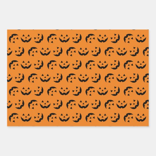 Leuk sinaasappel zwart jack o lantaarnpatroon Hall Inpakpapier Vel (Voorkant 3)