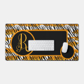 Leuk Sinaasappel Zwart Wit Tijger Strepen Monogram Bureaumat (Keyboard & Muis)