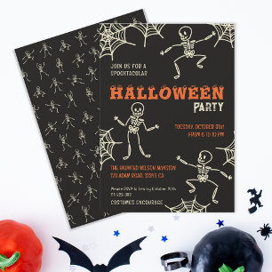 Leuk Skelet Zwart Halloween Feest Kaart