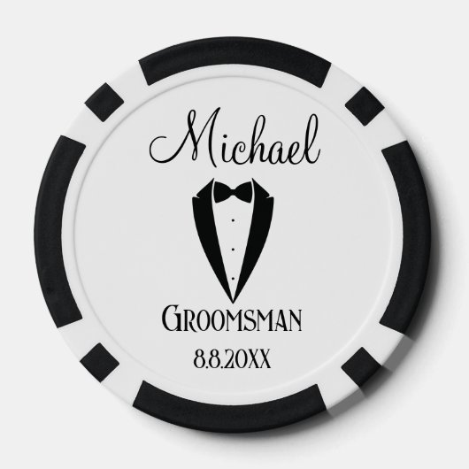 Leuk smoking met booggroomsman gepersonaliseerde c poker chips (Achterkant)