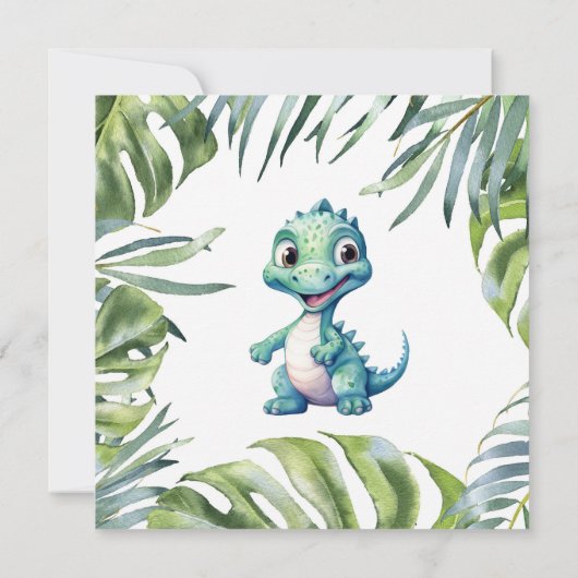 Leuk speels dinosaurus Baby shower Kaart (Achterkant)