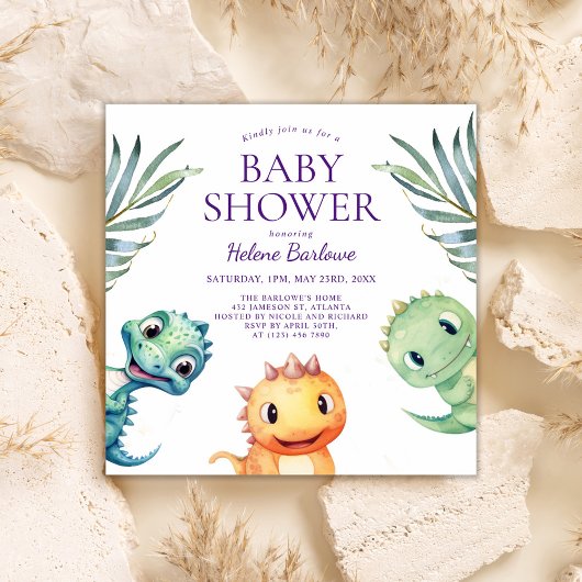 Leuk speels dinosaurus Baby shower Kaart