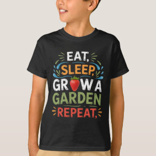 Leuk spel Eten Slapen Kweek Een Tuin Herhaal Gamer T-shirt