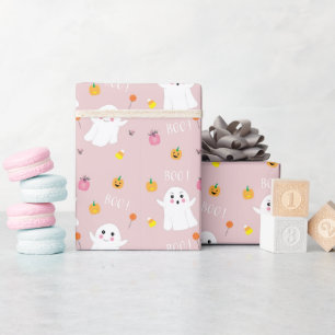 Leuk spookpatroon Halloween roze Baby shower Cadeaupapier