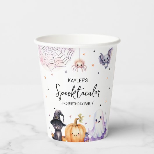 Leuk spooktacular verjaardagsfeestje papieren bekers (Achterkant)
