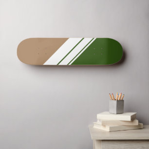 Leuk Sportief Donkergroen Bruin Wit Racing Stripes Skateboard
