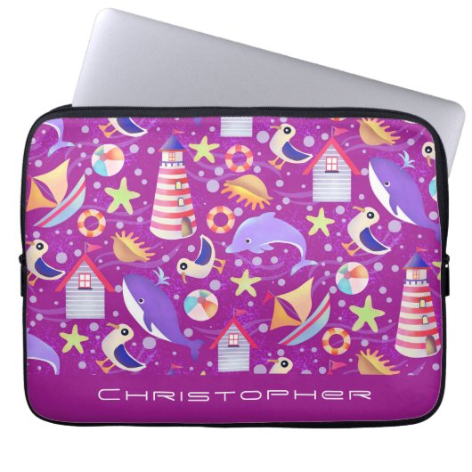 Leuk strand Magenta Electronics Bag Laptop Sleeve (Voorkant)