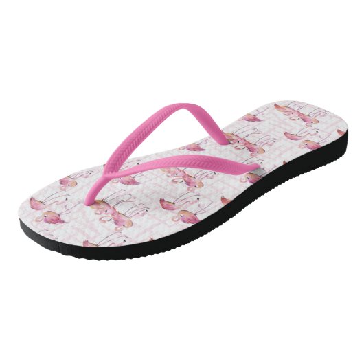 Leuk strand tropisch flamingo patroon Teenslippers (Schuin)