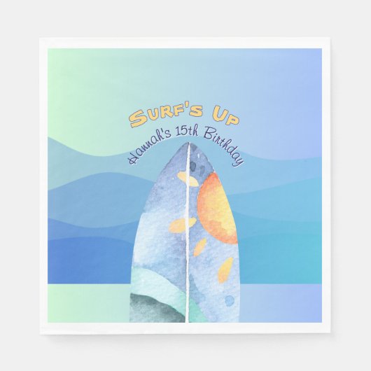 Leuk Surf is jarig Servet (Voorkant)