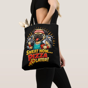 Leuk T-shirt voor honden die van fitness en pizza Draagtas