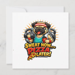 Leuk T-shirt voor honden die van fitness en pizza  Feestdagenkaart