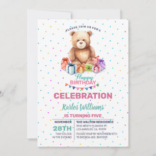 Leuk Teddy-Beer met omwikkelde cadeaus waterverven Feestdagenkaart