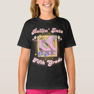 Leuk terug naar school schaatsen Rollin in vijfde T-shirt
