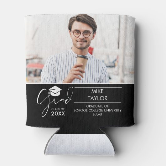 Leuk toen en nu 2 foto afstudeerfeest blikjeskoeler (Achterkant)