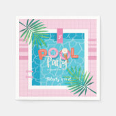 Leuk Tropisch Roze & Blauw Tropisch Pool Party Servet (Voorkant)