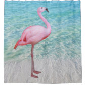 Leuk Tropisch Roze Flamingo Ocean Beach Douchegordijn (Voorkant)