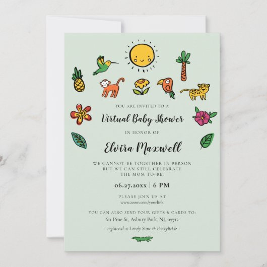 Leuk tropisch virtueel Baby shower Kaart (Voorkant)