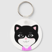 Leuk Tuxedo Kat Gezicht Sleutelhanger (Achterkant)