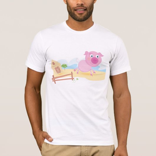Leuk varken op Boerderij met schuur en hek T-shirt (Voorkant)