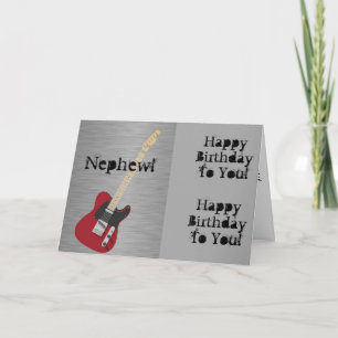 Leuk, verjaardagsgroet voor neefje, rode gitaar. kaart