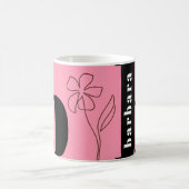 Leuk Vet Typografie Monogram Line Art Roze Koffie Koffiemok (Center)