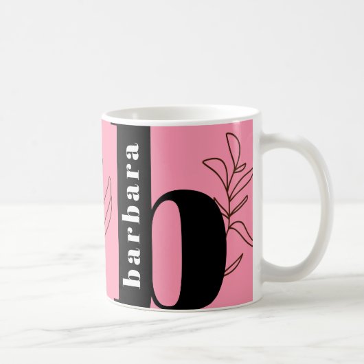 Leuk Vet Typografie Monogram Line Art Roze Koffie Koffiemok (Rechts)