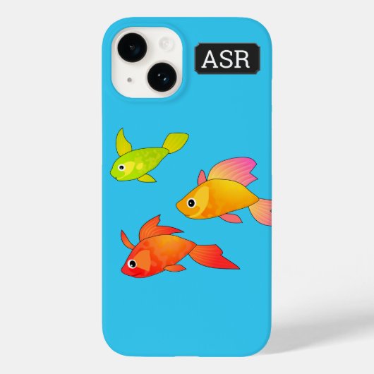 Leuk visontwerp in heldere kleuren op fel blauw Case-Mate iPhone case (Achterkant)