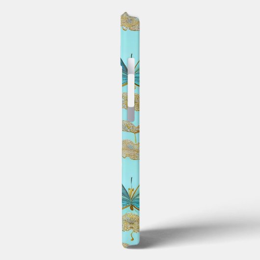 Leuk vlinderpatroon op een blauwe achtergrond Case-Mate iPhone case (Achterkant / Links)