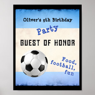 Leuk Voetbal Kids Feestje Blauwe Eregast Poster