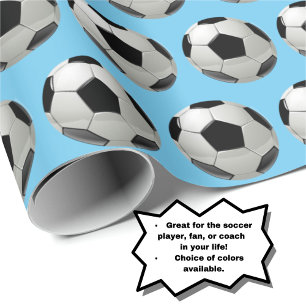 Leuk Voetbal Patroon op Powder Blue Cadeaupapier