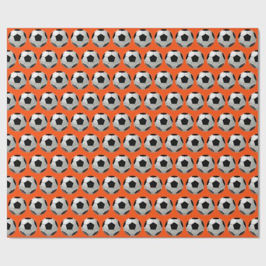 Leuk Voetbal Patroon op Sinaasappel Cadeaupapier (Vlak)