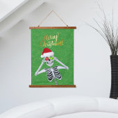 Leuk Vrolijk Kerstmis Skelet Groen Goud Kerstman H Hangend Wandkleed