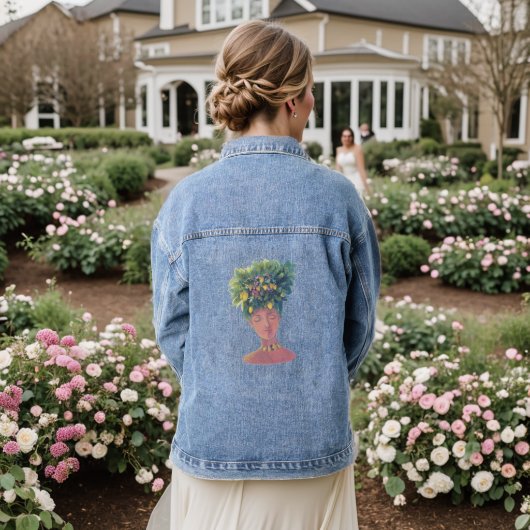 Leuk vrouwenportret denim jacket (Huwelijk Achterkant)
