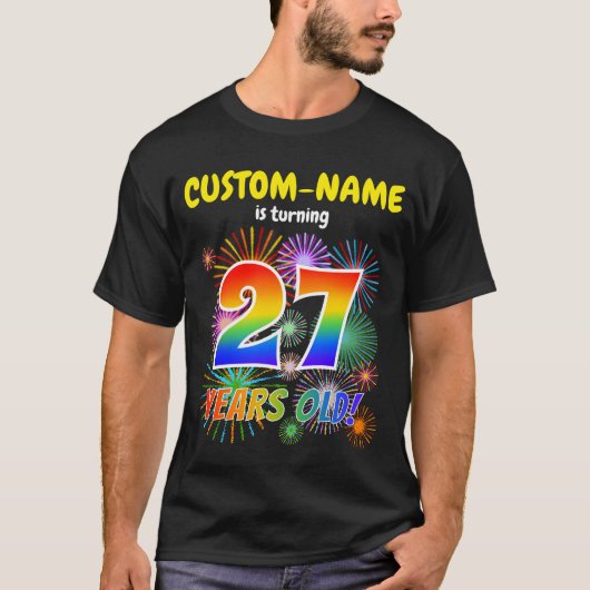 Leuk Vuurwerk, Regenboogblik "27", 27e Verjaardag T-shirt (Voorkant)