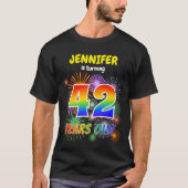 Leuk vuurwerk, regenbooglook "42", 42e verjaardag t-shirt (Voorkant)