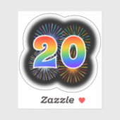 Leuk vuurwerk + regenboogpatroon "20" Event # Sticker (Vel)