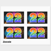 Leuk vuurwerk + regenboogpatroon "22" Evenementnum Rechthoekige Sticker (Vel)