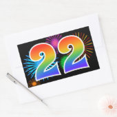 Leuk vuurwerk + regenboogpatroon "22" Evenementnum Rechthoekige Sticker (Envelop)