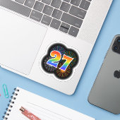 Leuk vuurwerk + regenboogpatroon "27" Event # Sticker (Laptop met iPhone)