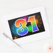 Leuk vuurwerk + regenboogpatroon "31" Evenementnum Rechthoekige Sticker (Envelop)