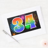 Leuk vuurwerk + regenboogpatroon "34" Evenementnum Rechthoekige Sticker (Envelop)