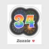 Leuk vuurwerk + regenboogpatroon "34" Event # Sticker (Vel)