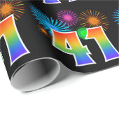 Leuk vuurwerk + regenboogpatroon "41" Evenementnum Cadeaupapier (Rol Hoek)