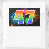Leuk vuurwerk + regenboogpatroon "47" Evenementnum Rechthoekige Sticker (Tas)