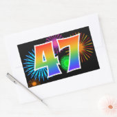 Leuk vuurwerk + regenboogpatroon "47" Evenementnum Rechthoekige Sticker (Envelop)
