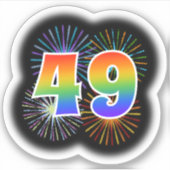 Leuk vuurwerk + regenboogpatroon "49" Event # Sticker (Voorkant)
