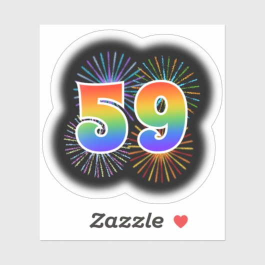 Leuk vuurwerk + regenboogpatroon "59" Event # Sticker (Vel)