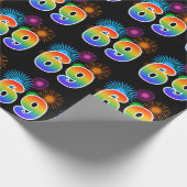 Leuk vuurwerk + regenboogpatroon "69" Evenementnum Cadeaupapier (Hoek)