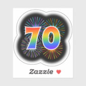 Leuk vuurwerk + regenboogpatroon "70" Event # Sticker (Vel)