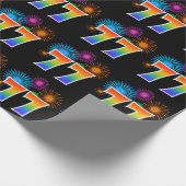 Leuk vuurwerk + regenboogpatroon "77" Evenementnum Cadeaupapier (Hoek)